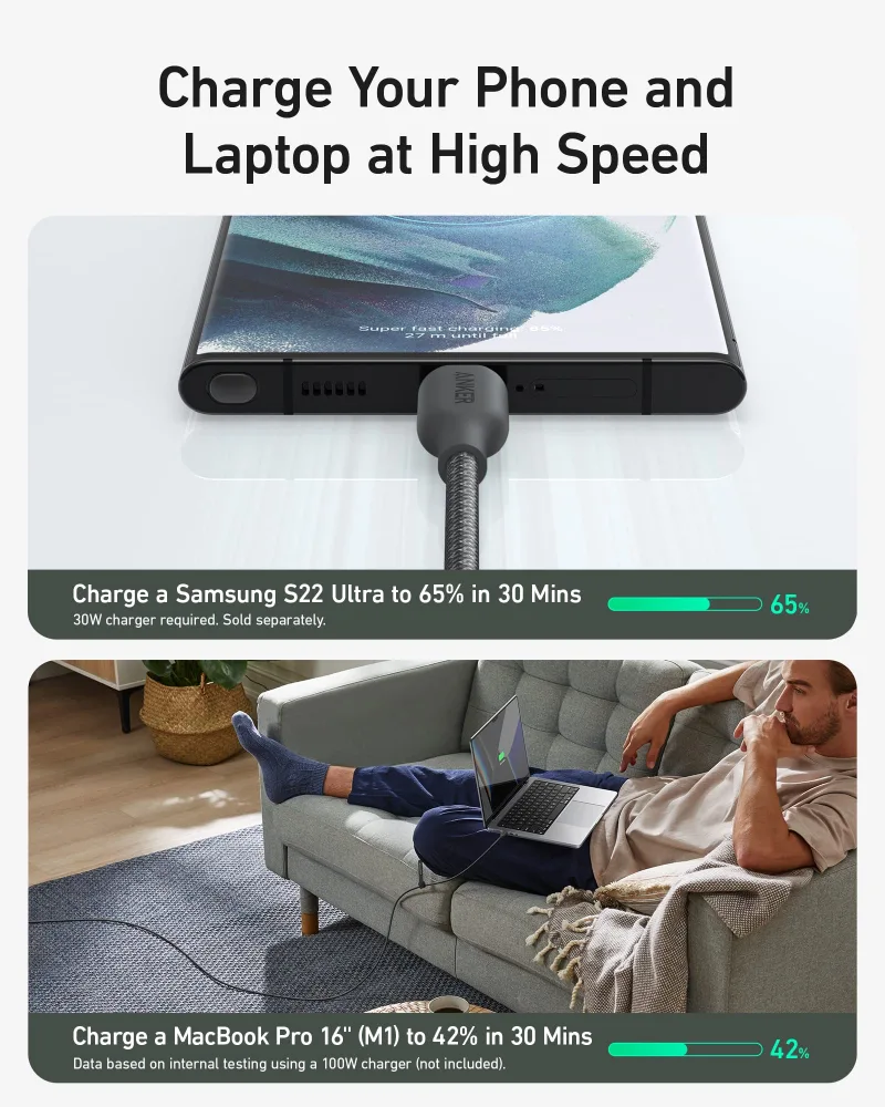 Anker <b>543</b> USB-C to USB-Cケーブル（240W、10 ft）