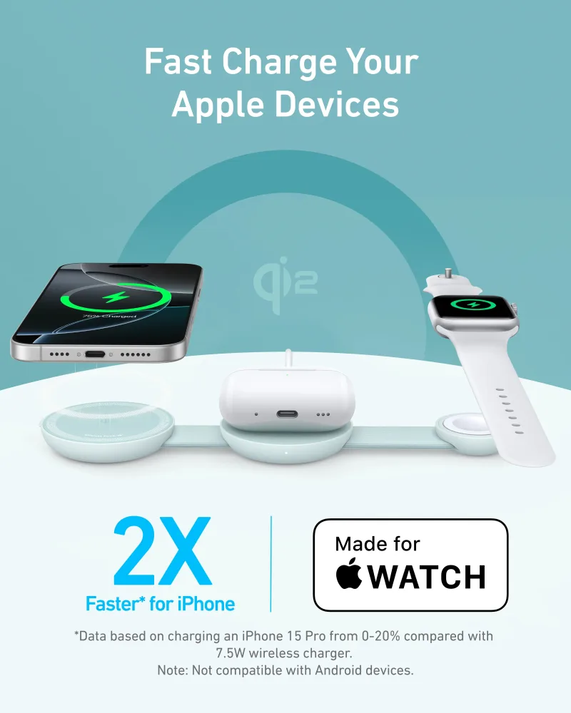 Anker MagGo Wireless Charging Station (3-in-1, Foldable Pad)