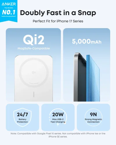Anker Nano Power Bank (5K, MagGo, Slim)