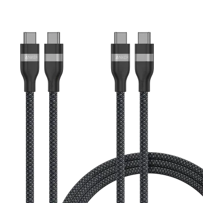 Câble Anker USB-C vers USB-C (3 ft / 6 ft, 240W, tressé en matériaux recyclés, lot de 2)