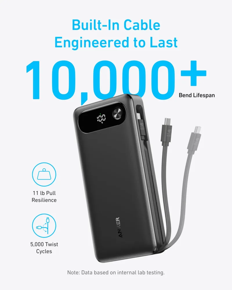 Anker Power Bank (20K, 87W, wbudowany kabel USB-C)