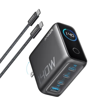 Anker 充電器 (140W, 4 埠, PD 3.1) 連 USB-C 充電線
