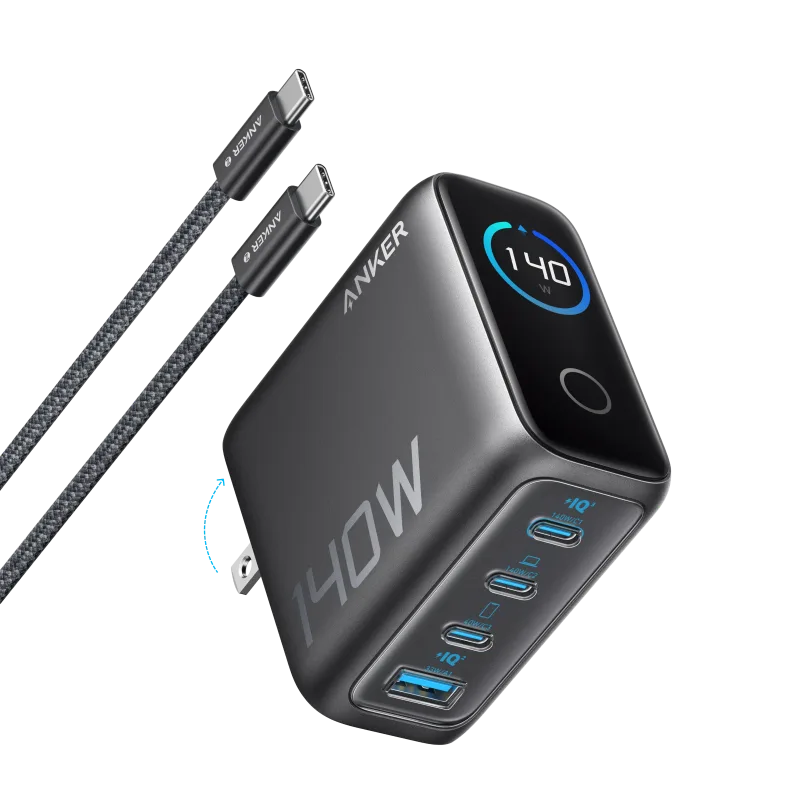 Anker 充電器 (140W, 4 埠, PD 3.1) 連 USB-C 充電線