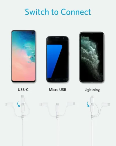 Anker <b>321</b> USB-A to Lightningケーブル（3 ft 3-in-1）