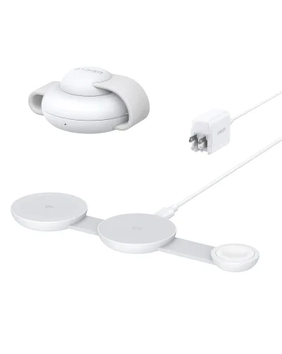 Anker MagGo ワイヤレス充電ステーション（3-in-1、折りたたみ式パッド）とAnker Nano トラベルアダプター（5-in-1、20W、1個入り）
