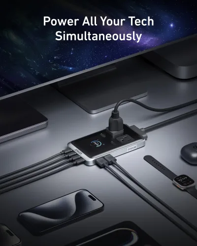Anker Prime 充電站 (8 合 1，240W) 及 USB-C 至 USB-C 充電線 (6 呎，240W)