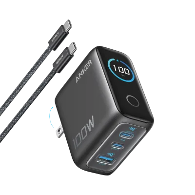 Anker Charger (100W, 3 poorten, Smart Display)