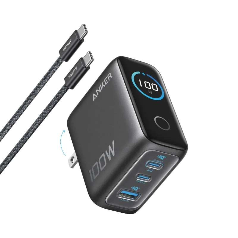Anker Charger (100W, 3 Ports, Smart Display)