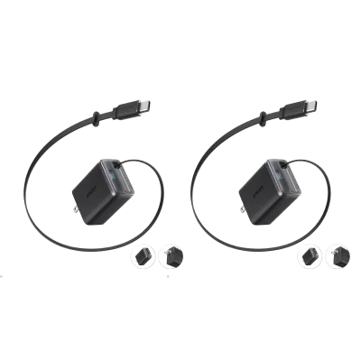 Anker Nano Charger (35W, Built-In Retractable USB-C Cable) —2- Pack