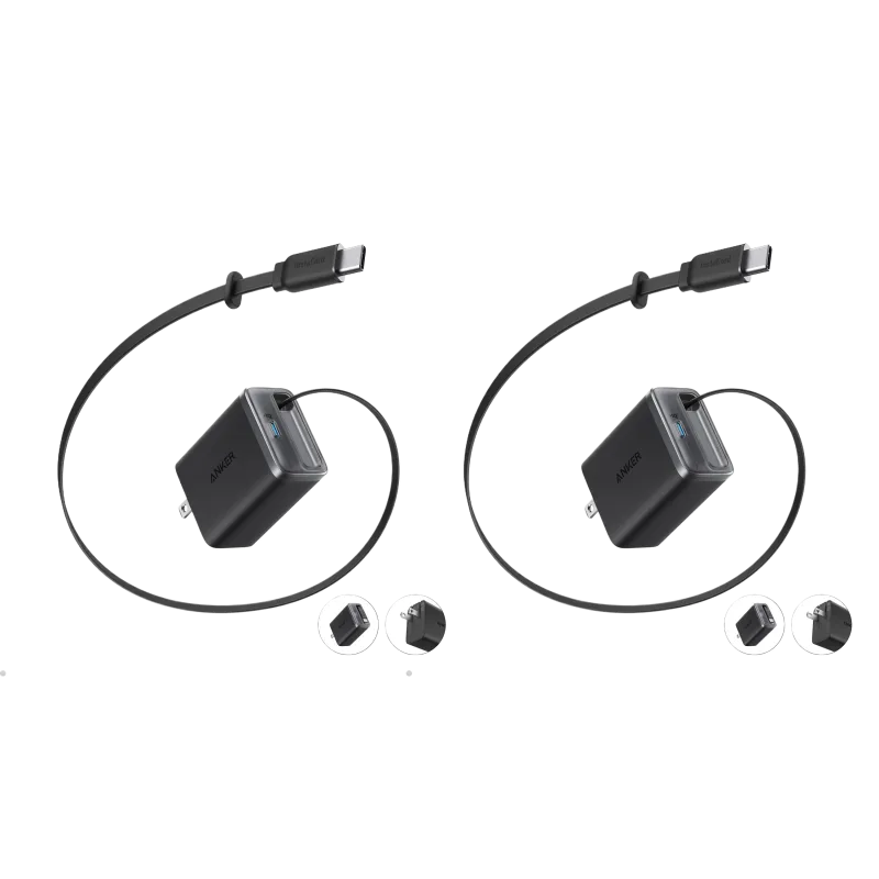 Anker Nano Charger (35W, Built-In Retractable USB-C Cable) —2- Pack