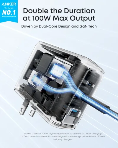 Anker Charger (100W, 3 poorten, Smart Display)