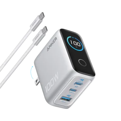Anker Charger (100W, 3 poorten, Smart Display)