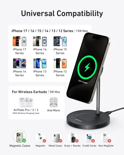 Anker MagGo Wireless Charger (2-in-1, Stand)