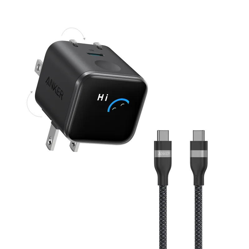 Anker Nano Charger (45W, Smart Display, 180° Foldable)