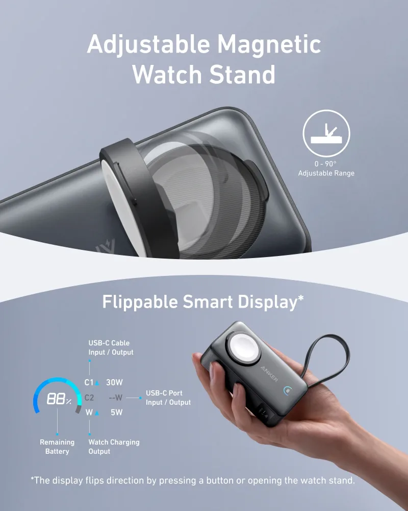 Anker MagGo Power Bank (10K, 35W, For Apple Watch)