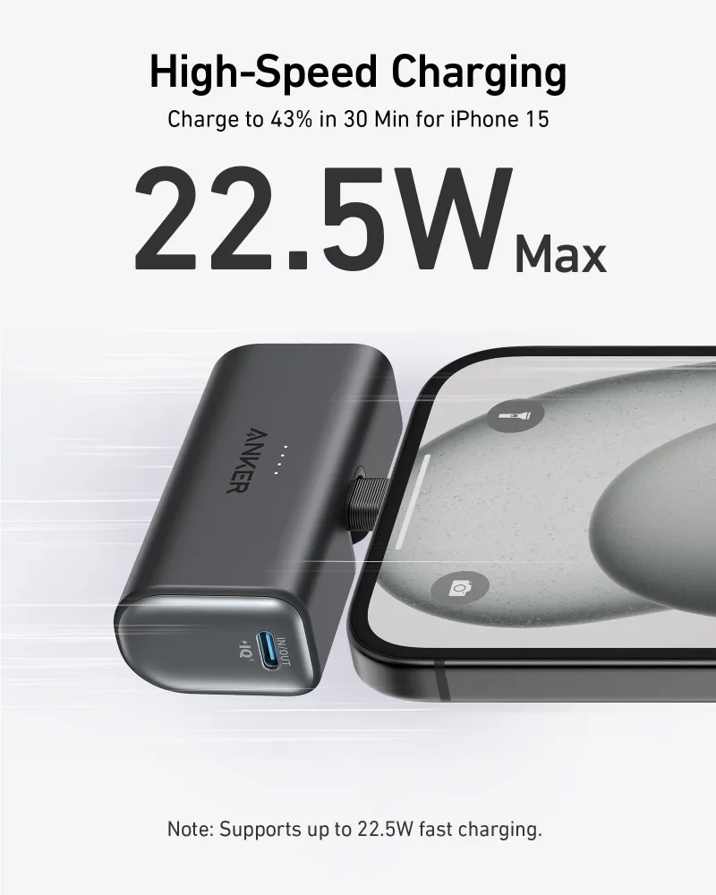 Anker Nano Power Bank reacondicionado (22,5 W, con conector USB-C integrado)