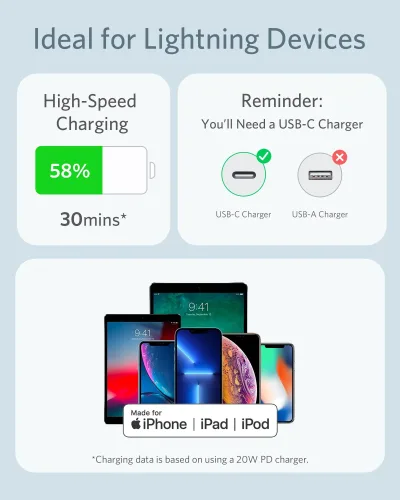 Cabo USB-C para Lightning Anker <b>641</b> (Flow, Silicone)