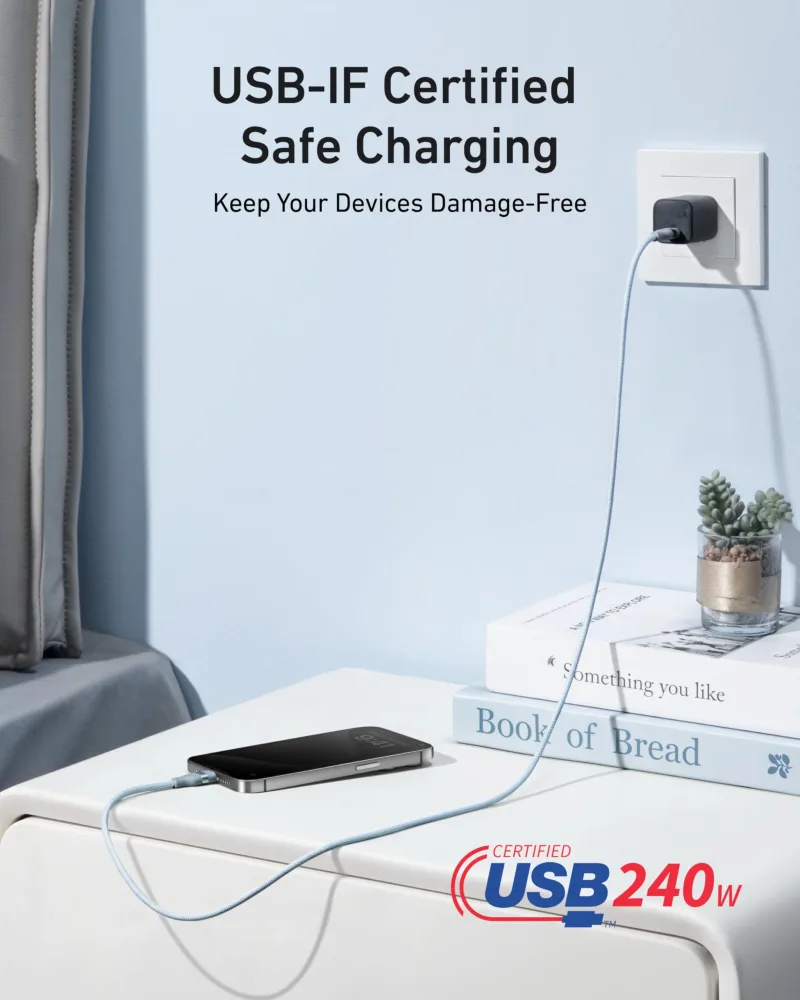 Anker USB-C-auf-USB-C-Kabel (3 ft / 6 ft, 240W, Upcycled-Braided)