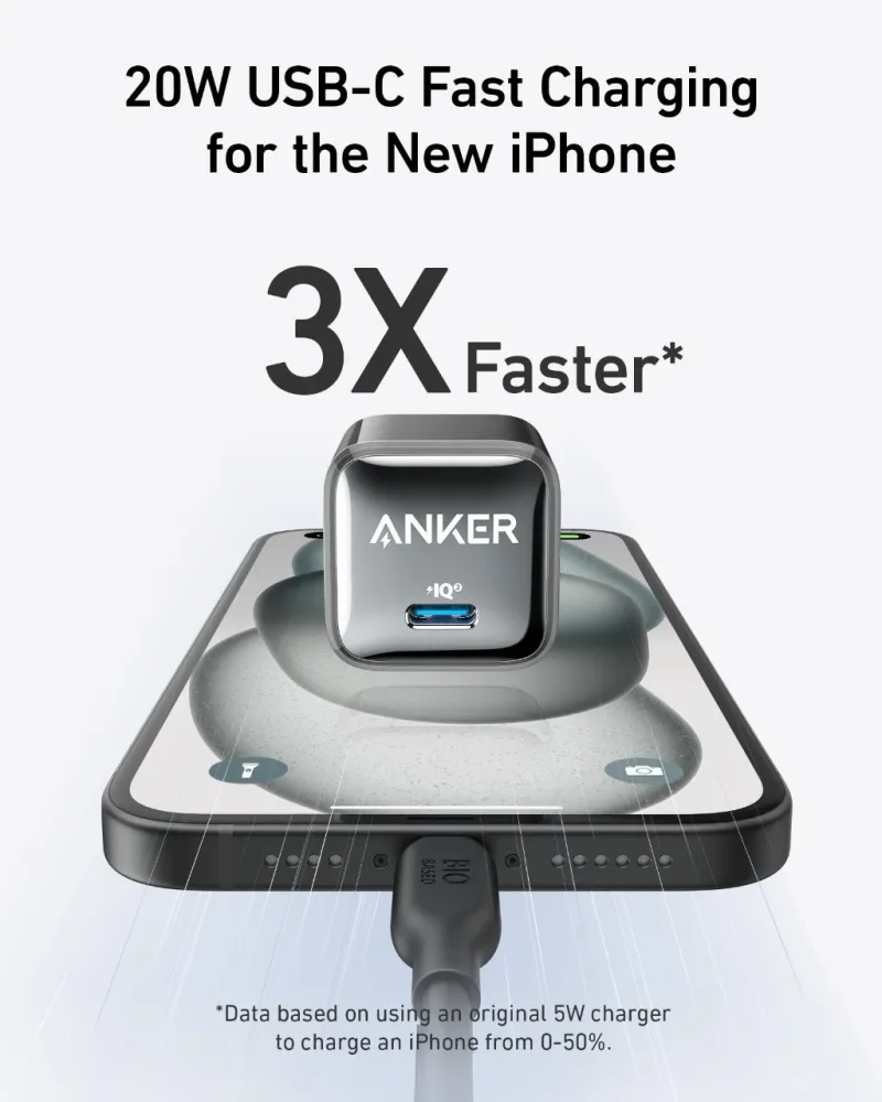 套裝組合：Anker Power Bank（10K，Fusion，內置 USB-C 充電線）及 Anker Nano Charger（20W）