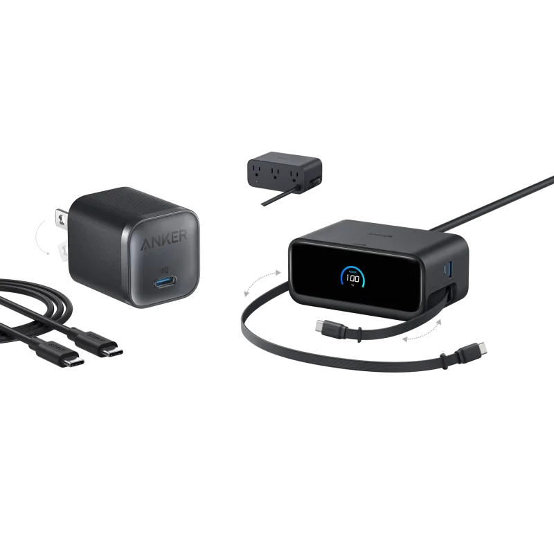 Anker Nano Charging Station (7-in-1, 100W) and Anker Nano Charger (45W) with Cable