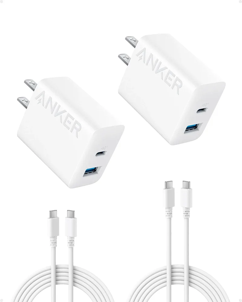 Refurbished Anker 20W Fast Wall Charger (2-Pack)