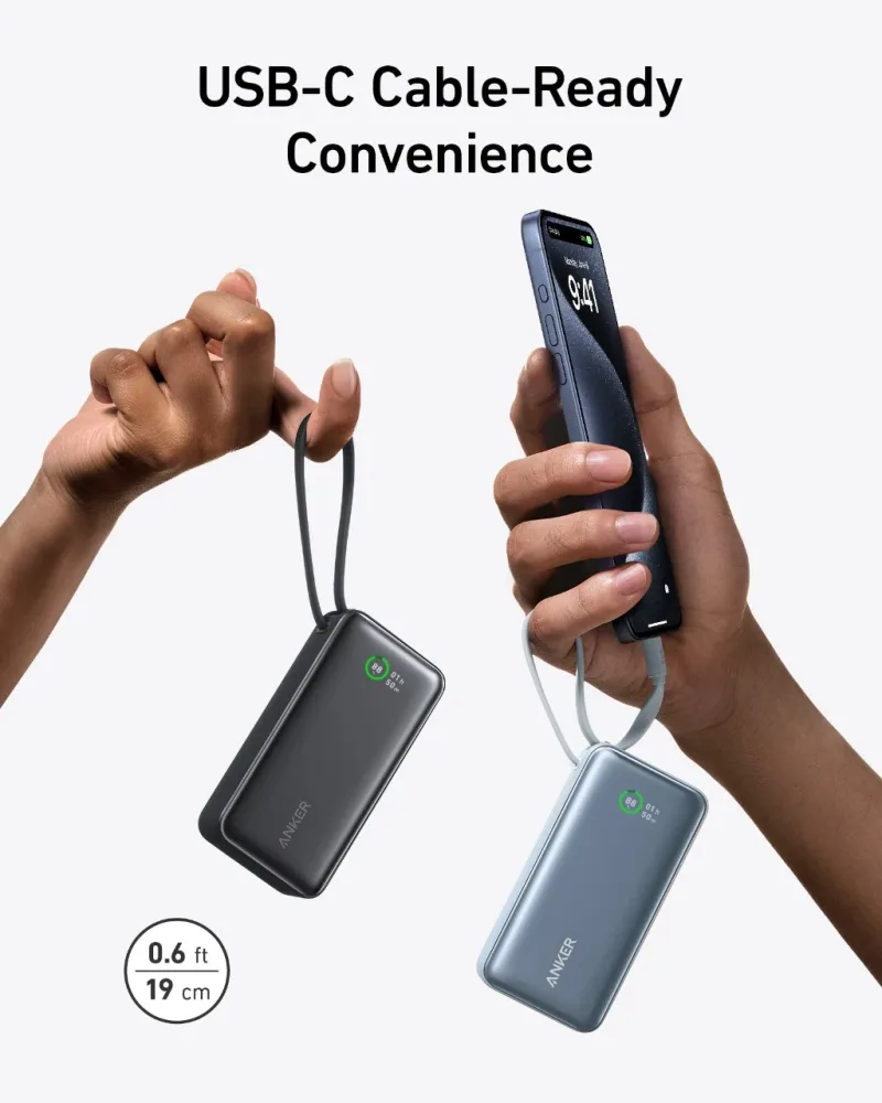 套裝組合：Anker Nano Power Bank (30W, Built-In USB-C Cable) 及 Anker Nano Charger (20W)