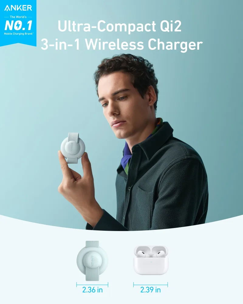 Anker MagGo Wireless Charging Station (3-in-1, Foldable Pad)