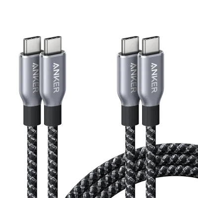 Anker Prime USB-C to USB-C Cable (240W, Upcycled-Braided, 2-Pack)