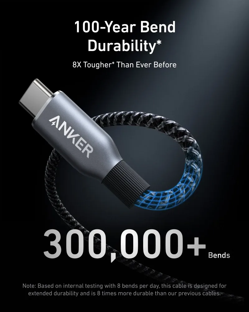 Anker Prime USB-C to USB-C Cable (240W, Upcycled-Braided, 2-Pack)