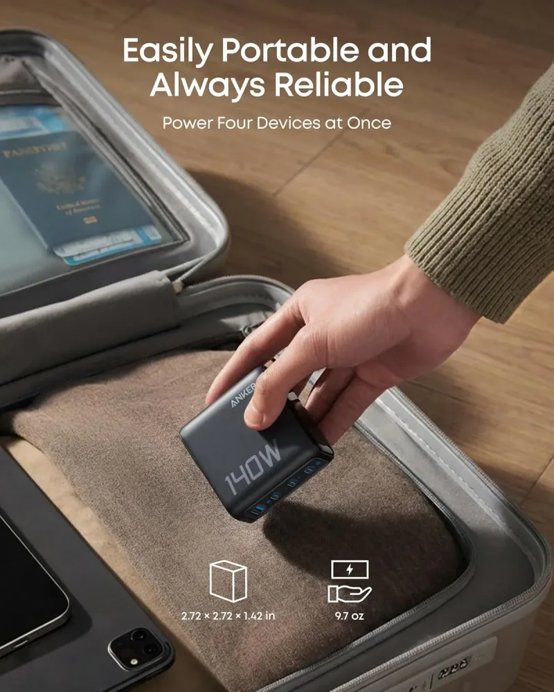Anker Laptop Power Bank (25K, 165W, wbudowane i wciągane kable)