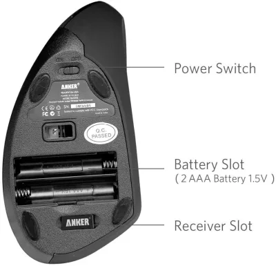 리퍼비시 Anker 2.4G 무선 버티컬 인체공학 광마우스