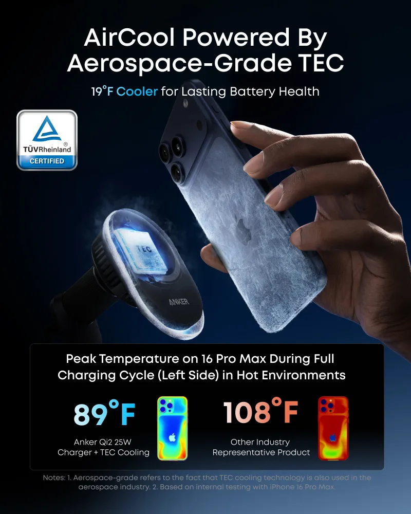 Anker Prime Cargador Inalámbrico para Coche (MagGo, AirCool, Pad)