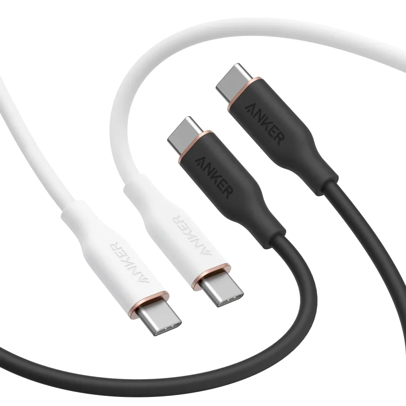 Anker <b>643</b> USB-C to USB-C Cable (Flow, Silicone, 240W, 2-Pack, Midnight Black)