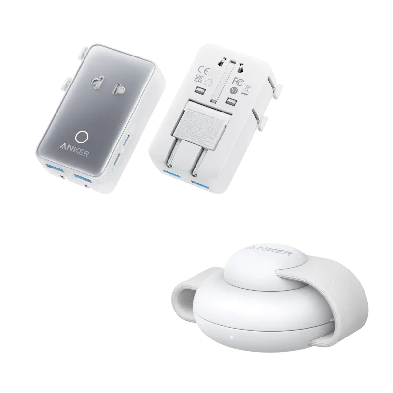 Anker MagGo Wireless Charging Station (3-in-1, Foldable Pad) and Anker Nano Travel Adapter (5-in-1, 20W, 1-Pack)