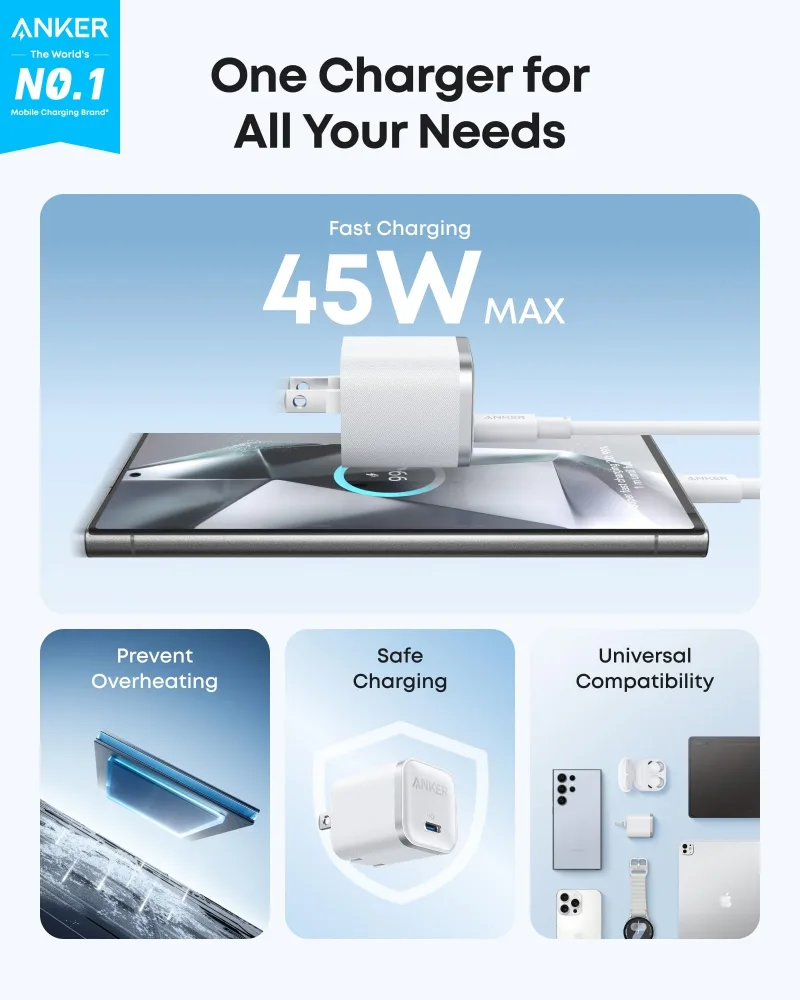 Anker Nano Charger (45W) z kablem USB-C do USB-C