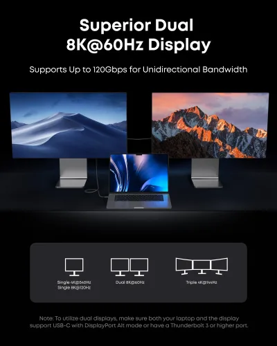 Anker Prime Thunderbolt 5 케이블 (3.3 ft / 1.7 ft, 80 Gbps, 240W)