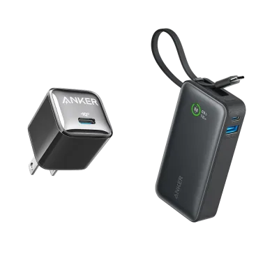 套裝組合：Anker Nano Power Bank (30W, Built-In USB-C Cable) 及 Anker Nano Charger (20W)