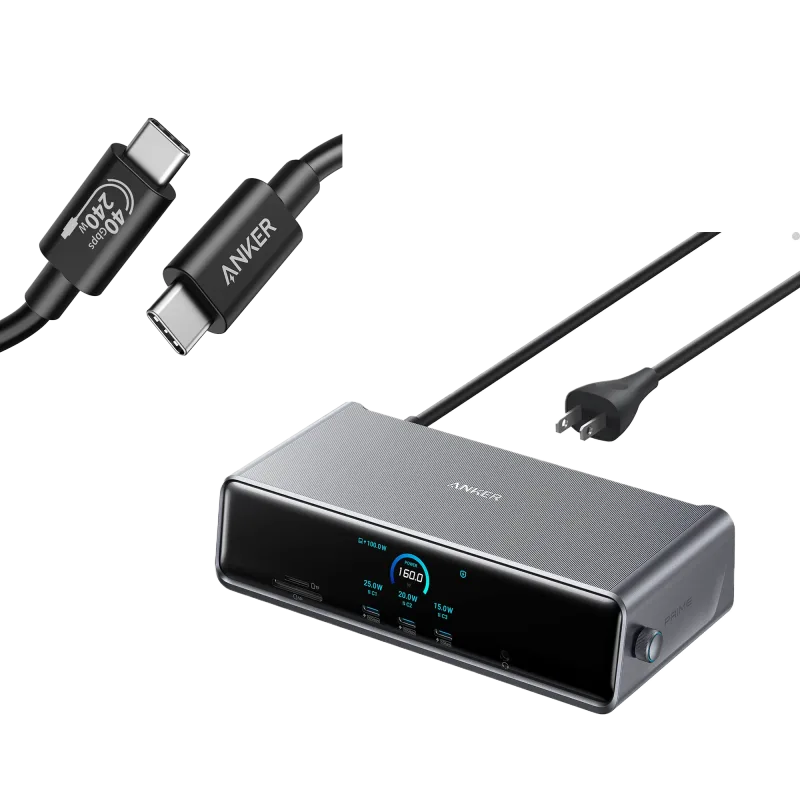 Anker Prime Docking Station (DL7400)  and USB-C to USB-C Cable (Thunderbolt 4 Compatible)