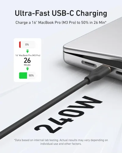 Anker <b>643</b> USB-C to USB-C Cable (Flow, Silicone, 240W, 2-Pack, Midnight Black)