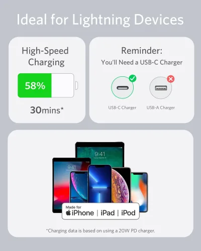 Cabo USB-C para Lightning Anker <b>641</b> (Flow, Silicone)
