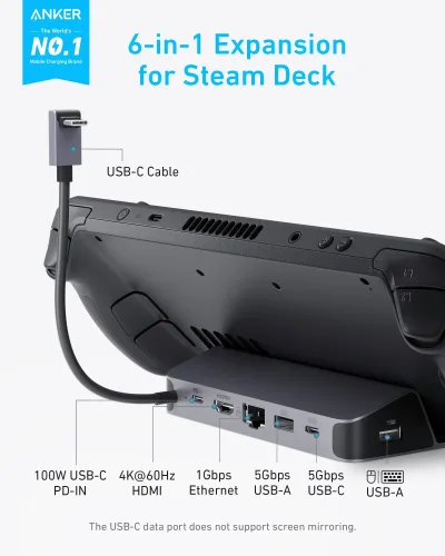 Anker USB-C 허브 (6-in-1, 휴대용 게임 콘솔용)