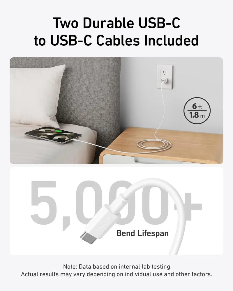 Anker <b>511</b> laddare (Nano Pro) med 1,8 m USB-C-kabel (2-pack)