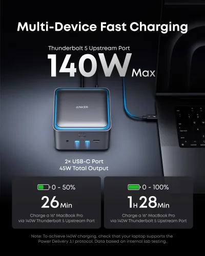 Anker Prime TB5 Docking Station (14-in-1, 8K, Thunderbolt 5 ) and Thunderbolt 5 Cable (3.3 ft, 80Gbps, 240W)