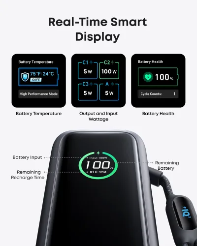 Anker Laptop Power Bank (25K, 165W, wbudowane i wciągane kable)