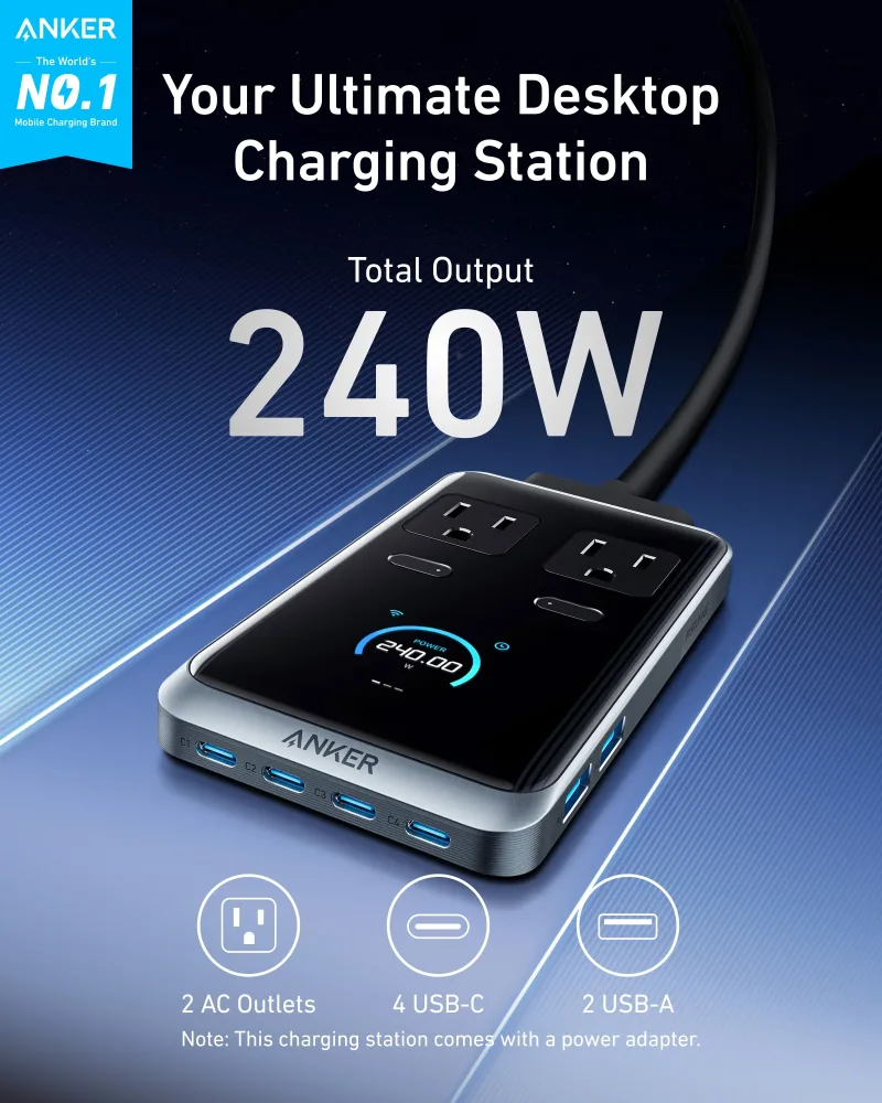 バンドルキット：Anker Prime Charger（250W、6ポート、GaNPrime）と充電ステーション（8-in-1、240W）
