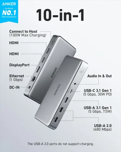 Anker <b>563</b> Station d'accueil USB-C (10-en-1)