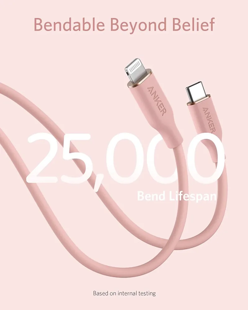 Anker <b>641</b> USB-C 至 Lightning 充電線 (Flow, 3 呎矽膠)