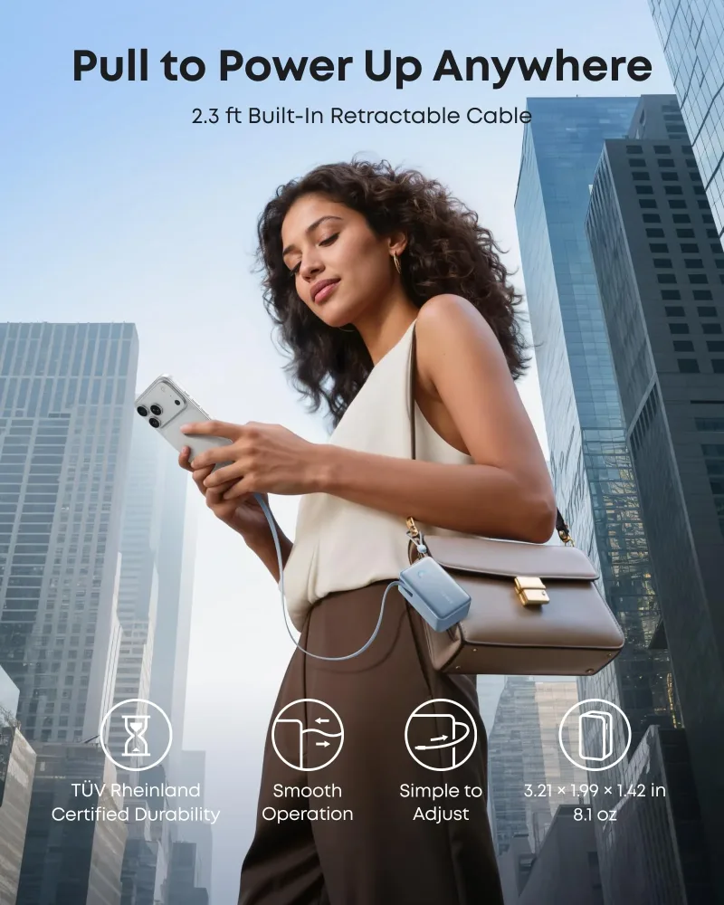 Anker Nano Power Bank (10K, 45W, Built-In Retractable USB-C Cable)