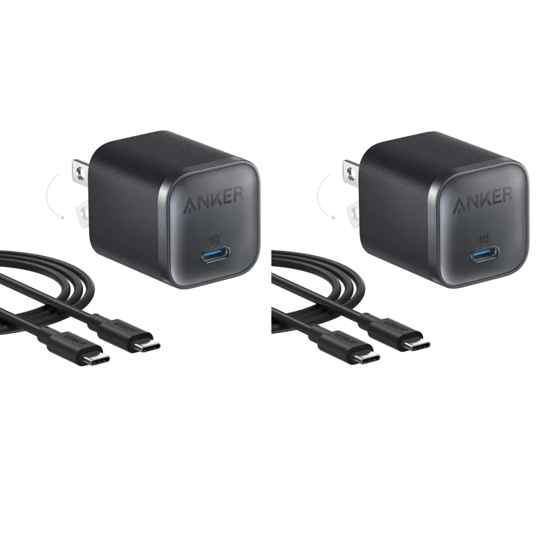 Bundle kit: Anker Nano Charger (45W) with USB-C to USB-C Cable 2-Pack
