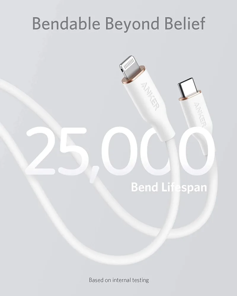 Anker <b>641</b> USB-C 至 Lightning 充電線 (Flow, 3 呎矽膠)